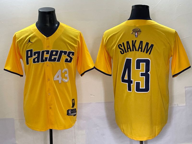 Men 2025 Indiana Pacers #43 Siakam Yellow Joint Name NBA Jersey style 4->->NBA Jersey